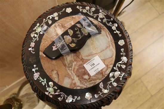 A Chinese hardwood and Mother of Pearl inlaid stand H.90cm